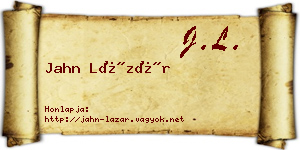Jahn Lázár névjegykártya